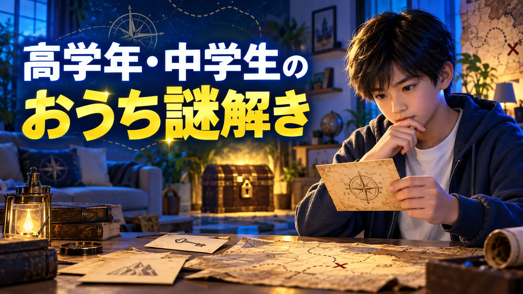 小学校高学年の子どもが家で物語型の謎解きに挑戦している様子
