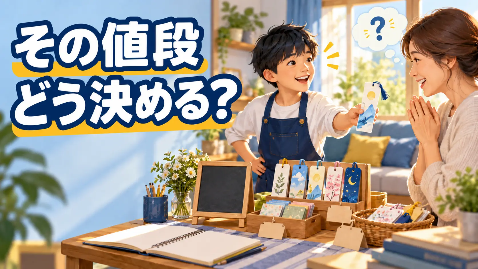 手作り品の値段を親子で考える小学生のお店屋さんごっこ